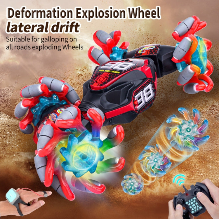2.4G Gesture Sensor Twist Stunt RC Car Drift 4WD Climbing Transformation Toy Car With Music Led Lights, 1:14
