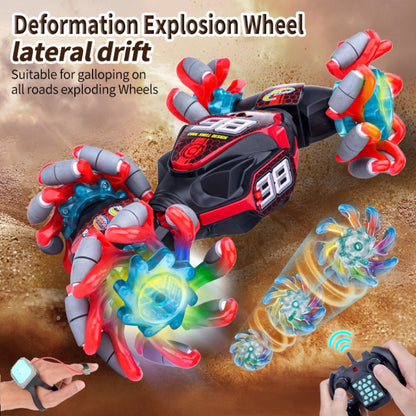 2.4G Gesture Sensor Twist Stunt RC Car Drift 4WD Climbing Transformation Toy Car With Music Led Lights, 1:14