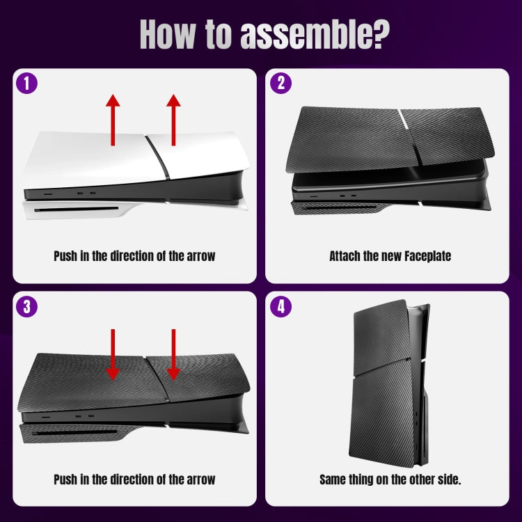 For PS5 Slim Carbon Fiber Replacement Shell Protective Faceplate, 1.0 Disc Edition, 1.0 Digital Edition, 2.0 Disc Edition, 2.0 Digital Edition