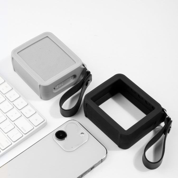For JBL GO 2 Speaker Silicone Cover with PU Hand Strap Anti-lost Audio Protective Case, Silicone Cover Red, Silicone Cover Black, Silicone Cover Gray