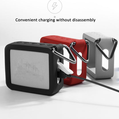 For JBL GO 2 Speaker Silicone Cover with PU Hand Strap Anti-lost Audio Protective Case, Silicone Cover Red, Silicone Cover Black, Silicone Cover Gray