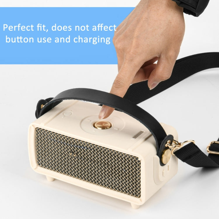 For Marshall Emberton II Speaker Silicone Protective Cover with Shoulder Strap Carrying Case, Carrying Case Black, Carrying Case Beige
