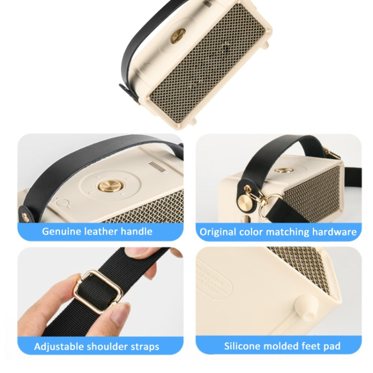 For Marshall Emberton II Speaker Silicone Protective Cover with Shoulder Strap Carrying Case, Carrying Case Black, Carrying Case Beige