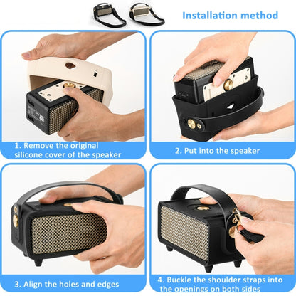 For Marshall Emberton II Speaker Silicone Protective Cover with Shoulder Strap Carrying Case, Carrying Case Black, Carrying Case Beige