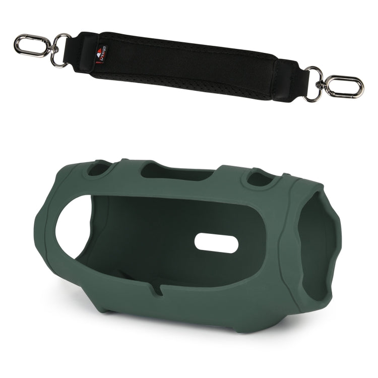 For JBL Xtreme 4 Speaker Silicone Case with Decompression Carrying Strap Portable Protective Shell, With Handle Green, With Handle Black, With Handle Blue