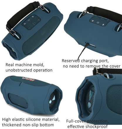 For JBL Xtreme 4 Speaker Silicone Case with Decompression Carrying Strap Portable Protective Shell, With Handle Green, With Handle Black, With Handle Blue