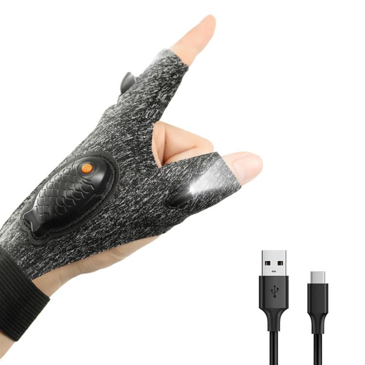 Night Riding Lighting Car Repair Fish Rechargeable LED Light Gloves, Sisal Gray-Left Hand, Sisal Gray-Right Hand, Sisal Gray-Left And Right Hand, Black-Left Hand, Black-Right Hand, Black-Left And Right Hand