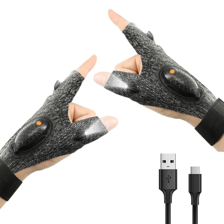 Night Riding Lighting Car Repair Fish Rechargeable LED Light Gloves, Sisal Gray-Left Hand, Sisal Gray-Right Hand, Sisal Gray-Left And Right Hand, Black-Left Hand, Black-Right Hand, Black-Left And Right Hand