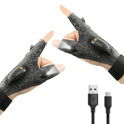 Night Riding Lighting Car Repair Fish Rechargeable LED Light Gloves, Sisal Gray-Left Hand, Sisal Gray-Right Hand, Sisal Gray-Left And Right Hand, Black-Left Hand, Black-Right Hand, Black-Left And Right Hand