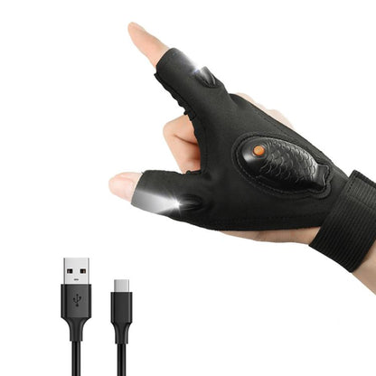 Night Riding Lighting Car Repair Fish Rechargeable LED Light Gloves, Sisal Gray-Left Hand, Sisal Gray-Right Hand, Sisal Gray-Left And Right Hand, Black-Left Hand, Black-Right Hand, Black-Left And Right Hand