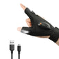 Night Riding Lighting Car Repair Fish Rechargeable LED Light Gloves, Sisal Gray-Left Hand, Sisal Gray-Right Hand, Sisal Gray-Left And Right Hand, Black-Left Hand, Black-Right Hand, Black-Left And Right Hand