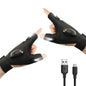 Night Riding Lighting Car Repair Fish Rechargeable LED Light Gloves, Sisal Gray-Left Hand, Sisal Gray-Right Hand, Sisal Gray-Left And Right Hand, Black-Left Hand, Black-Right Hand, Black-Left And Right Hand