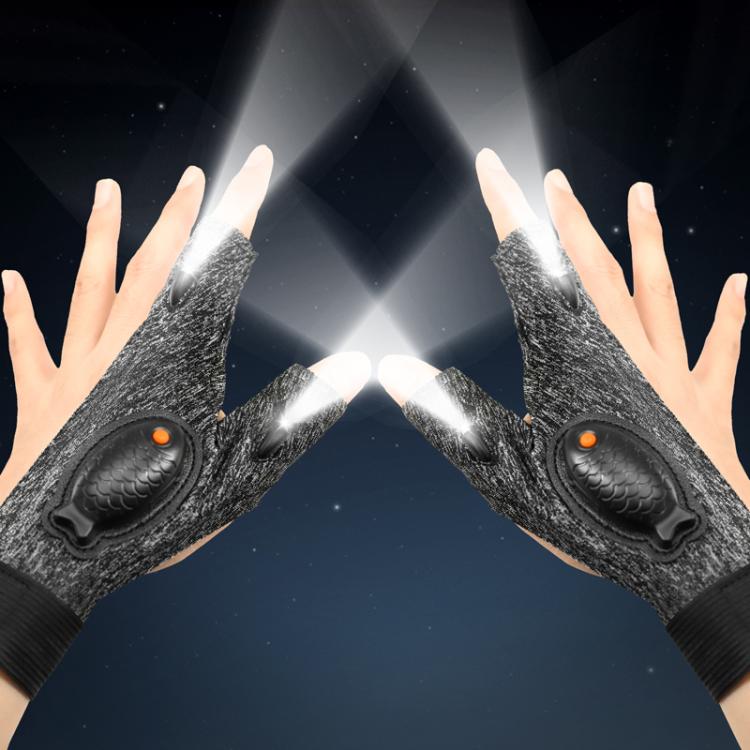 Night Riding Lighting Car Repair Fish Rechargeable LED Light Gloves, Sisal Gray-Left Hand, Sisal Gray-Right Hand, Sisal Gray-Left And Right Hand, Black-Left Hand, Black-Right Hand, Black-Left And Right Hand