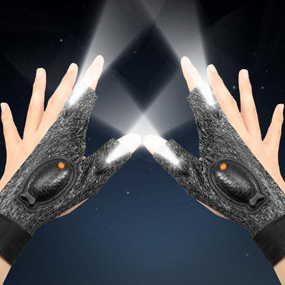 Night Riding Lighting Car Repair Fish Rechargeable LED Light Gloves, Sisal Gray-Left Hand, Sisal Gray-Right Hand, Sisal Gray-Left And Right Hand, Black-Left Hand, Black-Right Hand, Black-Left And Right Hand