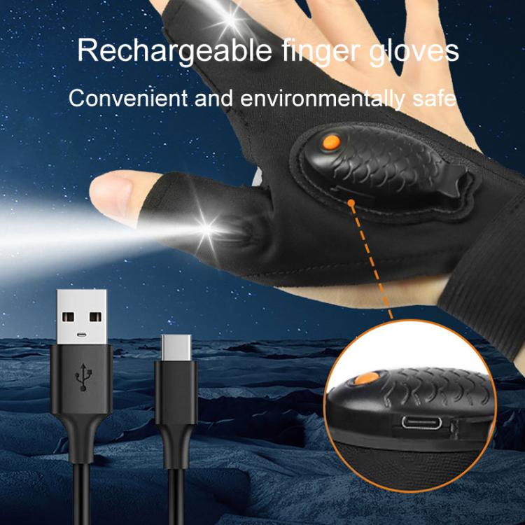 Night Riding Lighting Car Repair Fish Rechargeable LED Light Gloves, Sisal Gray-Left Hand, Sisal Gray-Right Hand, Sisal Gray-Left And Right Hand, Black-Left Hand, Black-Right Hand, Black-Left And Right Hand