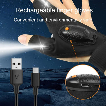 Night Riding Lighting Car Repair Fish Rechargeable LED Light Gloves, Sisal Gray-Left Hand, Sisal Gray-Right Hand, Sisal Gray-Left And Right Hand, Black-Left Hand, Black-Right Hand, Black-Left And Right Hand