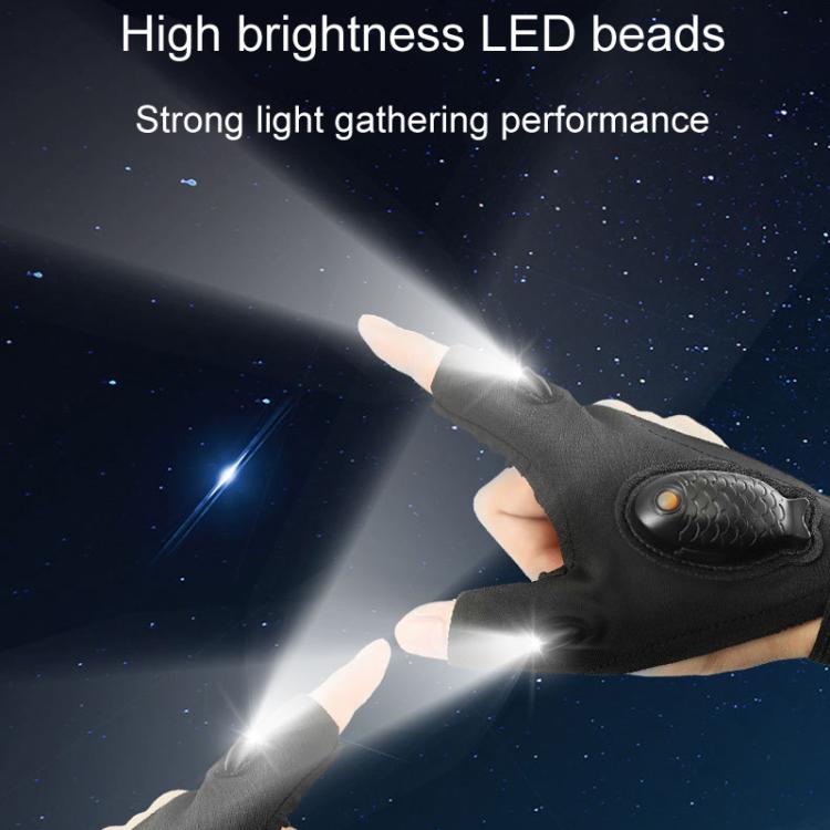 Night Riding Lighting Car Repair Fish Rechargeable LED Light Gloves, Sisal Gray-Left Hand, Sisal Gray-Right Hand, Sisal Gray-Left And Right Hand, Black-Left Hand, Black-Right Hand, Black-Left And Right Hand