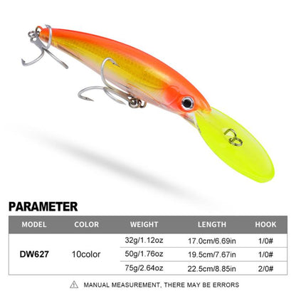 PROBEROS DW627 Long-Distance Casting Large Minnow Lure Fishing Bionic Bait, A, B, C, D, E, F, G, H, I, J