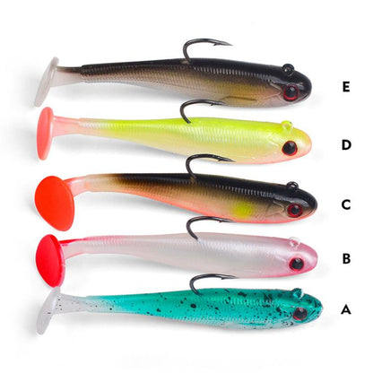 5pcs / Set T-Tail Lua False Bait Single Hook Full Swimming Submerged Imitation Soft Lure, PROBEROS DW6092N6A, PROBEROS DW6092N12A, PROBEROS DW6092N6B