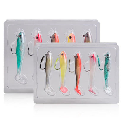 5pcs / Set T-Tail Lua False Bait Single Hook Full Swimming Submerged Imitation Soft Lure, PROBEROS DW6092N6A, PROBEROS DW6092N12A, PROBEROS DW6092N6B