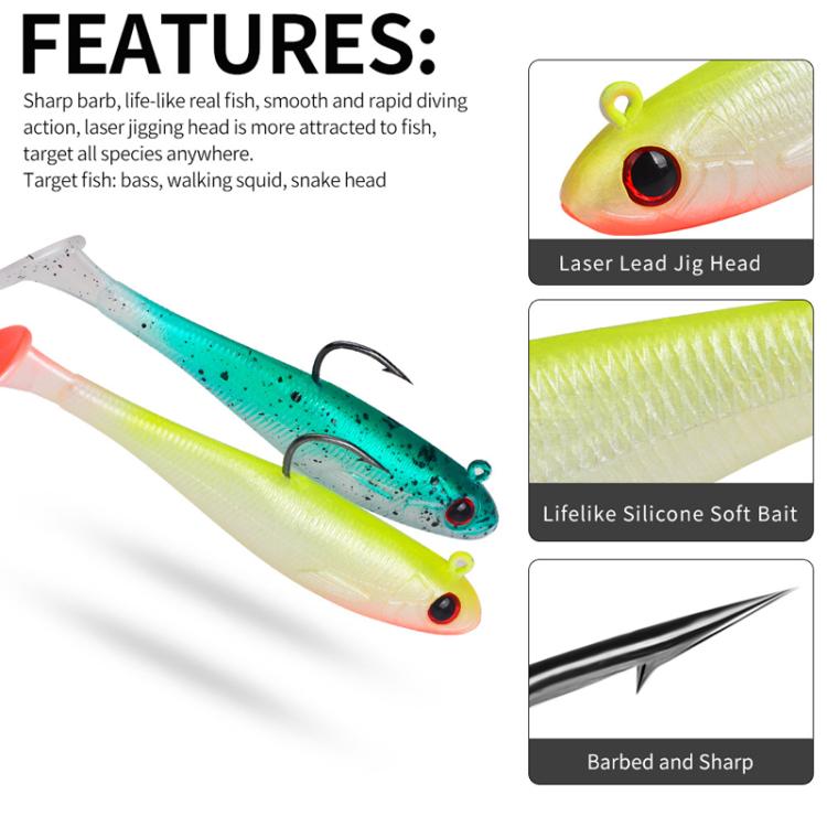 5pcs / Set T-Tail Lua False Bait Single Hook Full Swimming Submerged Imitation Soft Lure, PROBEROS DW6092N6A, PROBEROS DW6092N12A, PROBEROS DW6092N6B