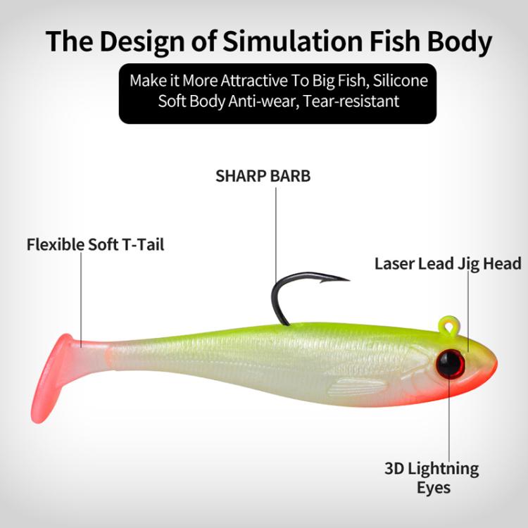 5pcs / Set T-Tail Lua False Bait Single Hook Full Swimming Submerged Imitation Soft Lure, PROBEROS DW6092N6A, PROBEROS DW6092N12A, PROBEROS DW6092N6B