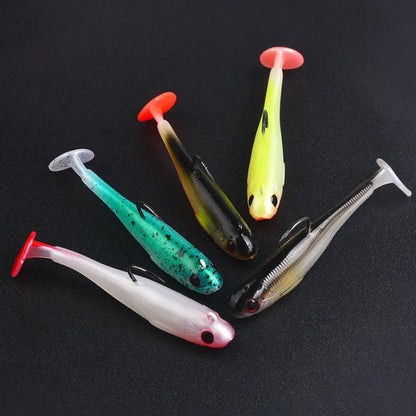 5pcs / Set T-Tail Lua False Bait Single Hook Full Swimming Submerged Imitation Soft Lure, PROBEROS DW6092N6A, PROBEROS DW6092N12A, PROBEROS DW6092N6B