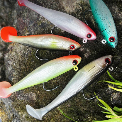 5pcs / Set T-Tail Lua False Bait Single Hook Full Swimming Submerged Imitation Soft Lure, PROBEROS DW6092N6A, PROBEROS DW6092N12A, PROBEROS DW6092N6B
