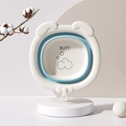 Children Silicone Folding Washbasin Portable Thickened Hangable Butt Washbasin For Babies, Blue-Bunny, Gray-Bunny, Green-Bunny, White Green-Monkey, White Orange-Monkey, White Gray-Monkey