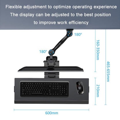 Monitor Bracket Industrial Equipment Cabinet Wall Mount All-In-One Stand Mouse Keyboard Bracket, WKS-1 21x60cm Tray Silver, WKS-1 21x60cm Tray Black, WKS-2 21x60cm Tray Silver, WKS-2 21x60cm Tray Black
