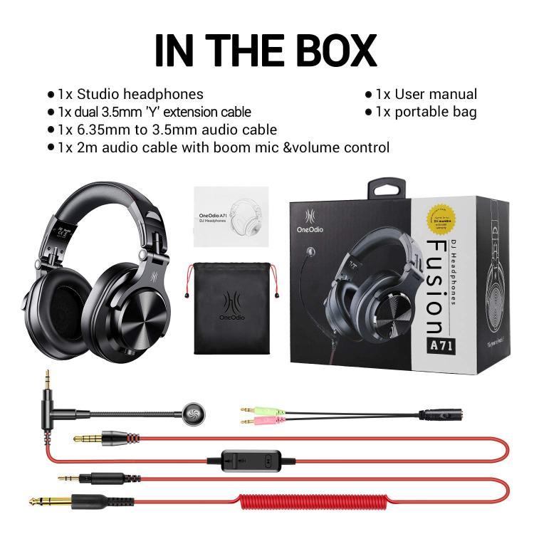 OneOdio A71M Headset Wired DJ Disc Monitor Headphones With Mic Computer Headphone, A71M