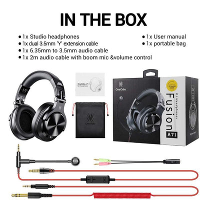 OneOdio A71M Headset Wired DJ Disc Monitor Headphones With Mic Computer Headphone, A71M